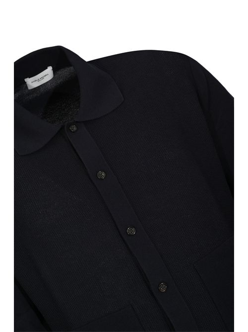 Giacca camicia in filato di cotone Blu Paolo Pecora | A026 F3006685